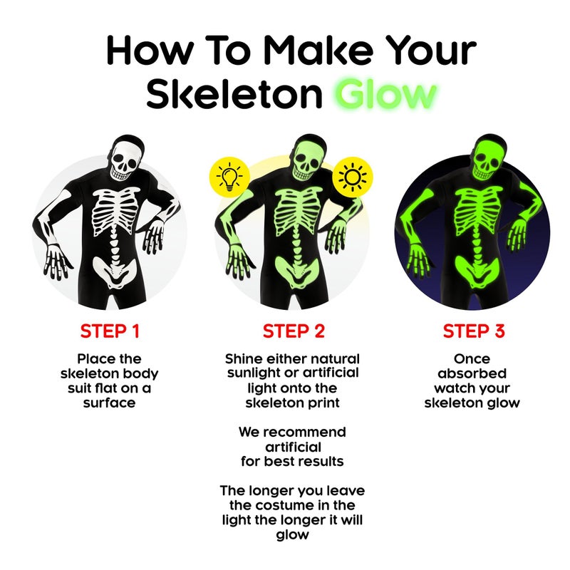 Morphsuits Adult Skeleton Costume Men, Mens Skeleton Costume Glow in Dark, Skeleton Adult Costume, Glow in Dark Skeleton XL - Image 4